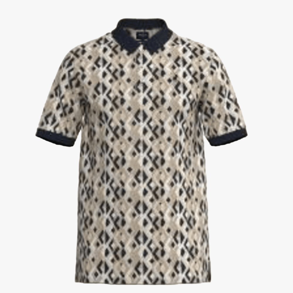Polo Mens Geometric Mercerised Short Sleeve Golfer Light Brown | Polo
