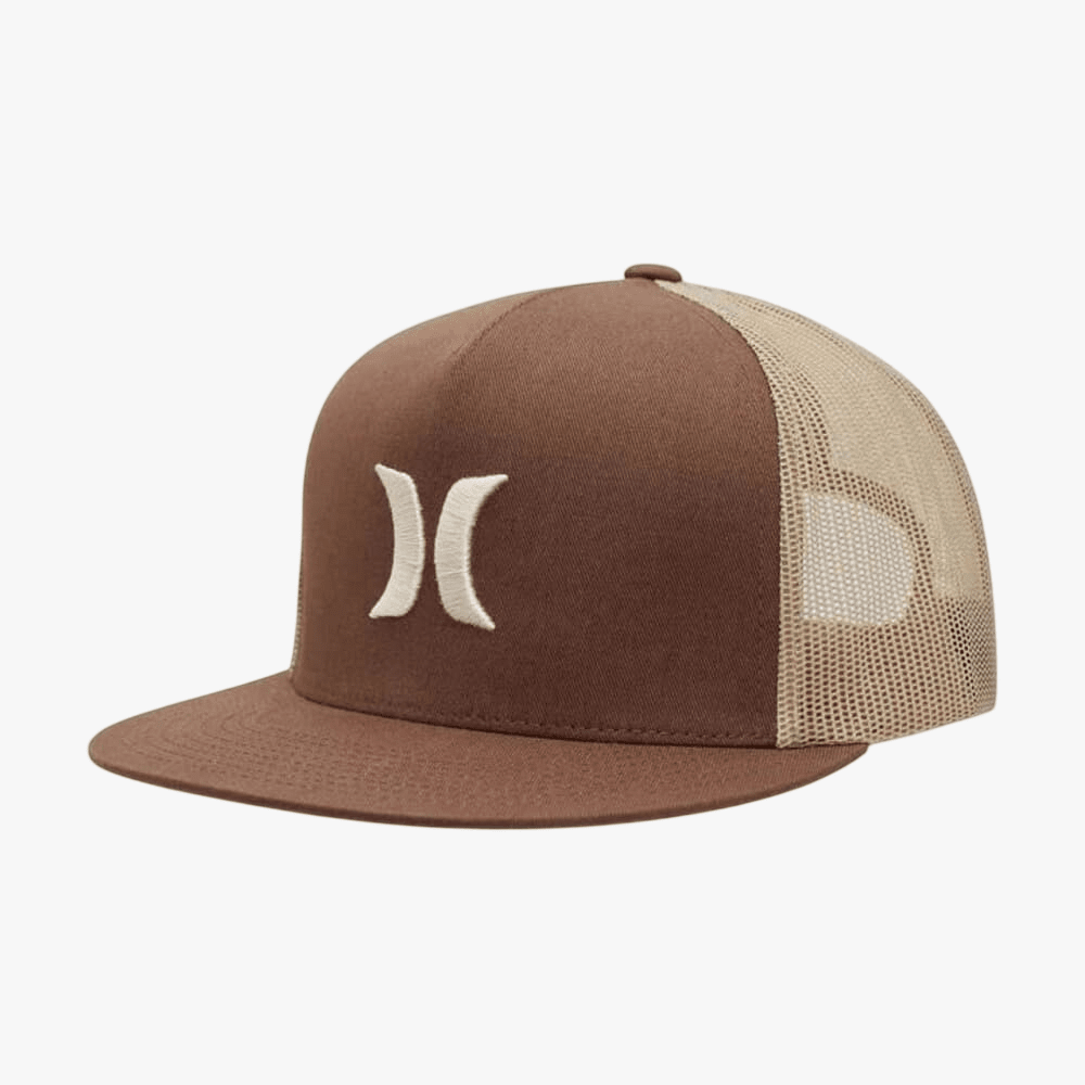 Hurley Icon Solid Flat Trucker Cap Brown | Hurley