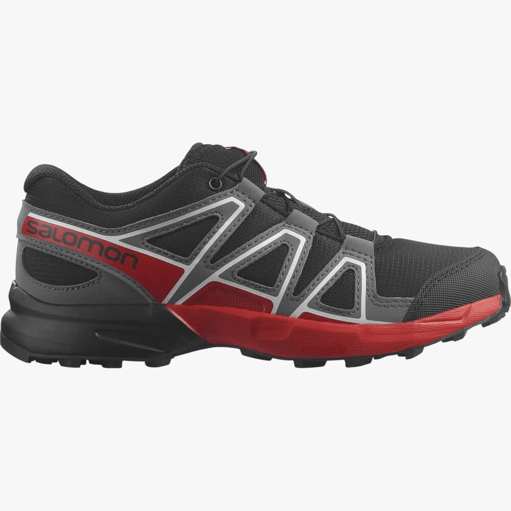 Salomon Boys Speedcross J Trail Shoe Black Quiet Shade High Risk Red | Salomon
