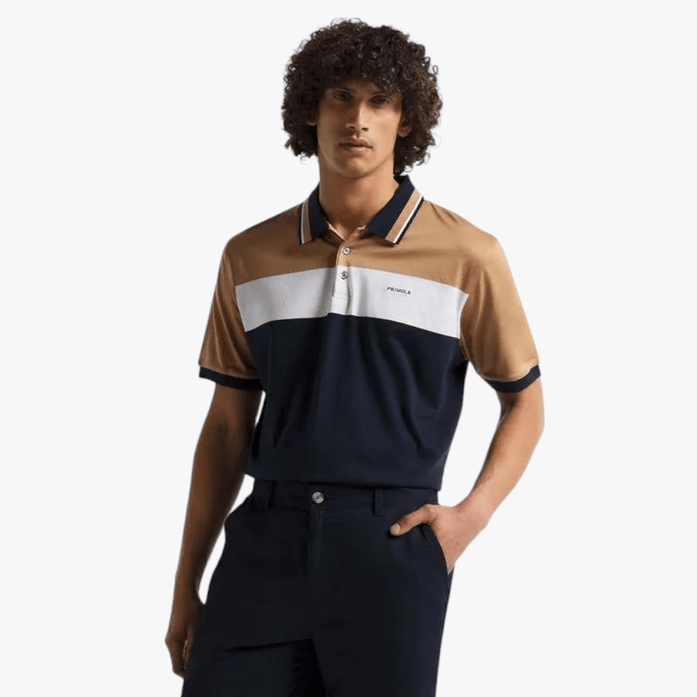 Pringle Mens Lowen Mercerised Short Sleeve Golfer Navy | Pringle