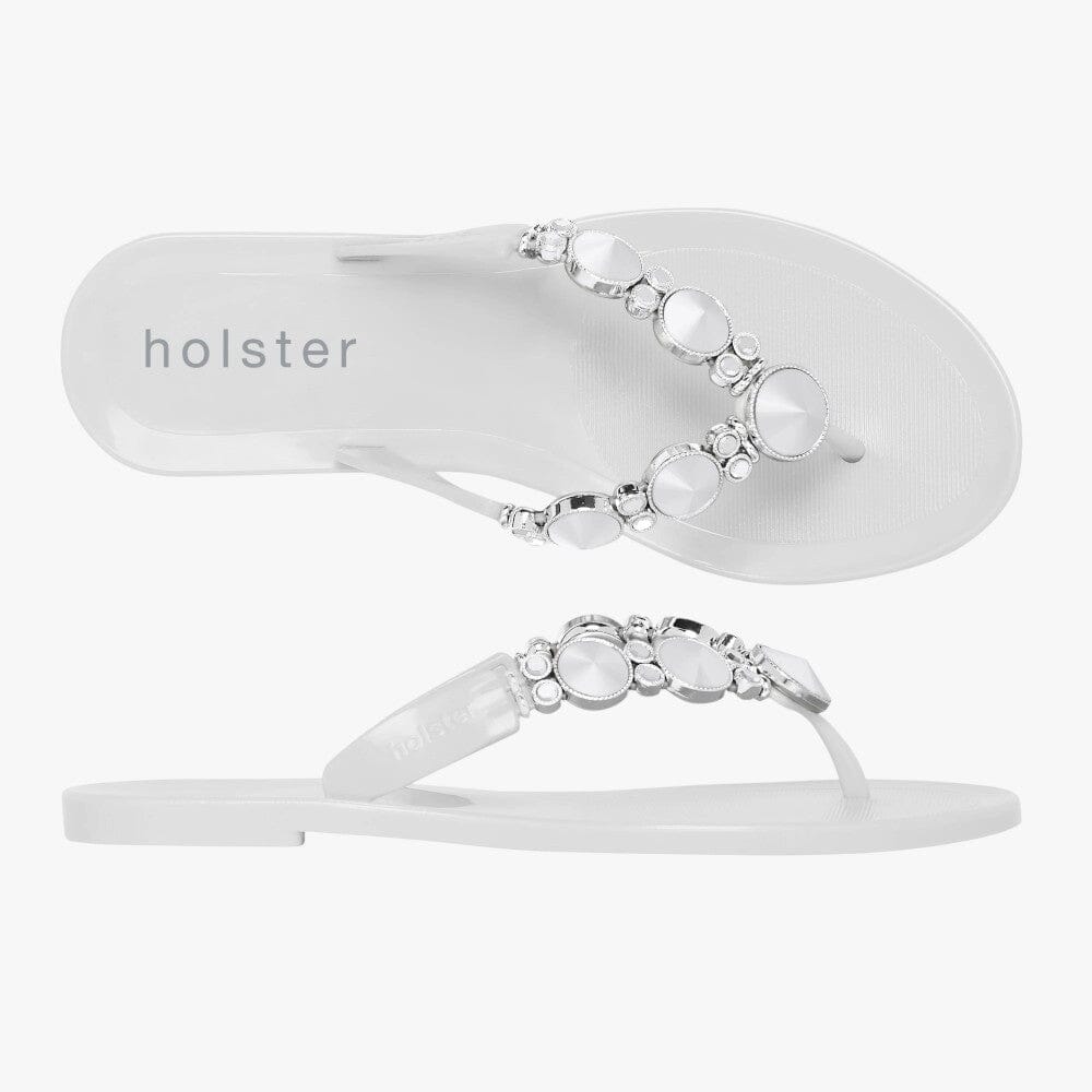 Holster Womens Embellish Sandal White Clear Holster