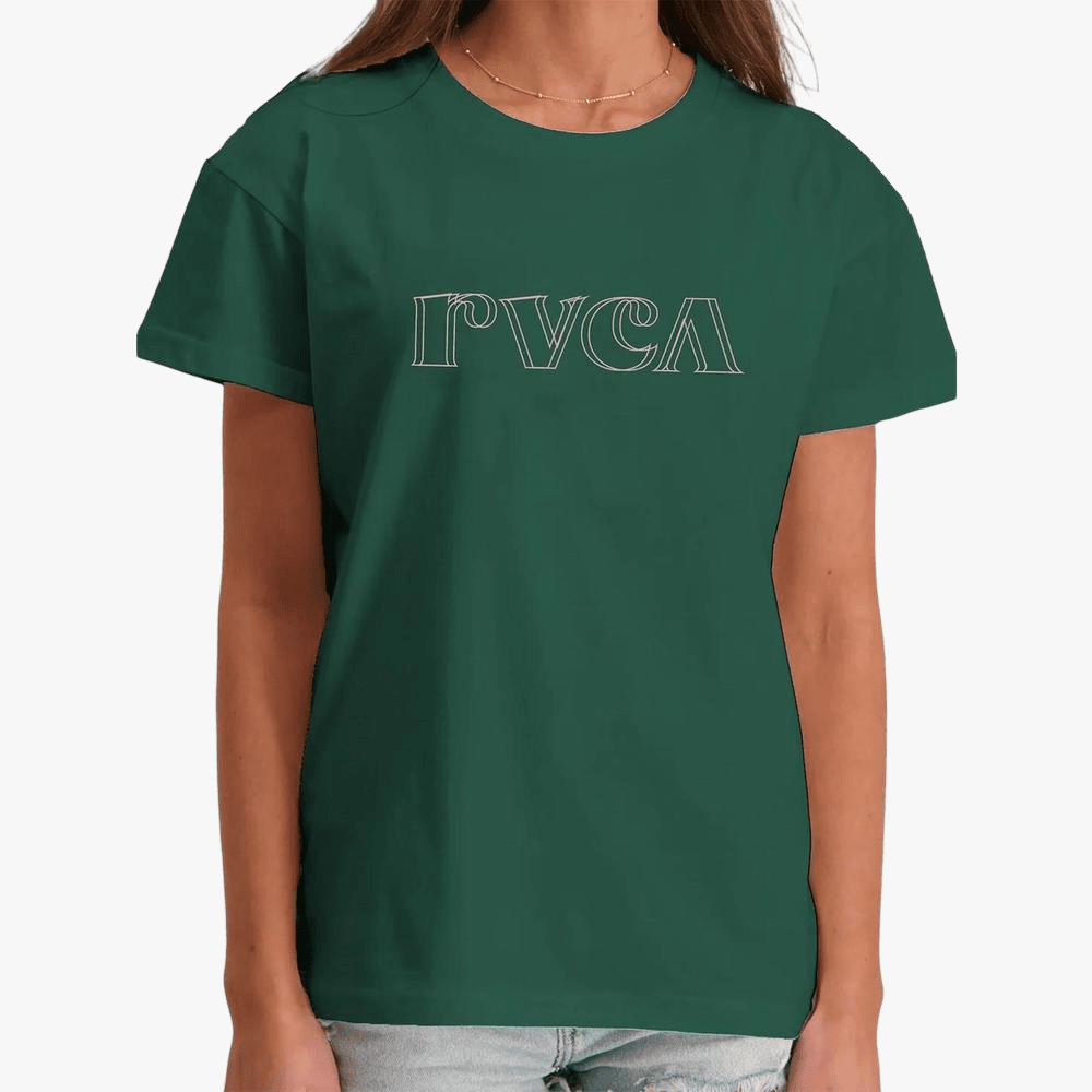 Rvca Womens Curl Keyline Short Sleeve Tee Pine Needle | Rvca