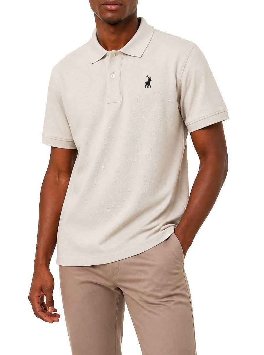 Polo Mens Stretch Pique Short Sleeve Golfer Grey