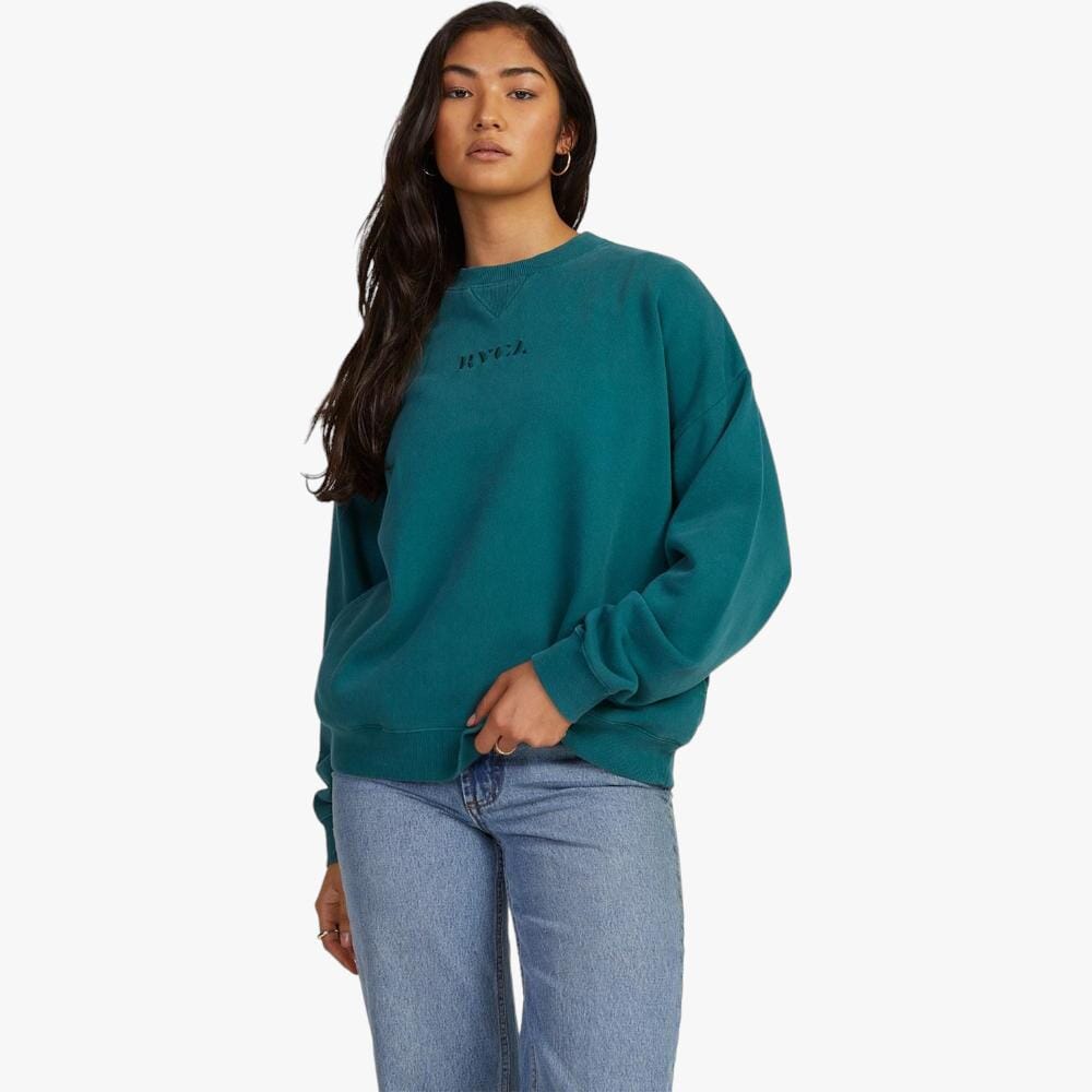 Rvca Womens Pocket Crew Sweater Atlantic Rvca