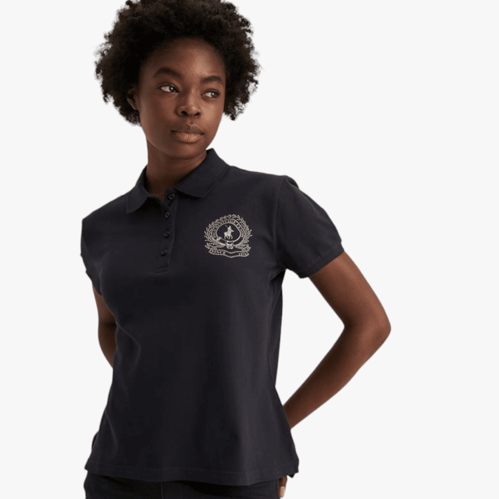 Polo Womens Nailhead Short Sleeve Golfer Black | Polo