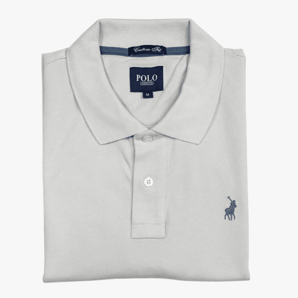 Polo Mens Carter Pique Short Sleeve Golfer Grey Lt Polo