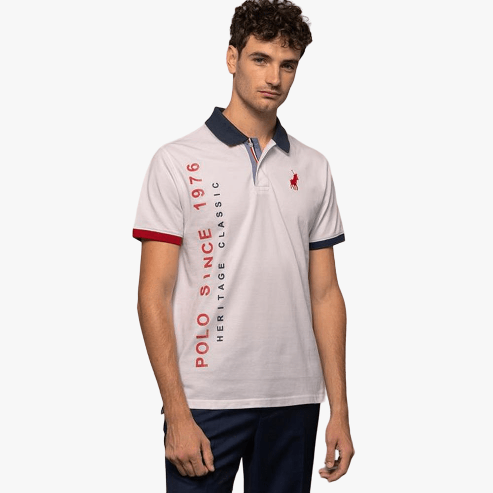 Polo Mens Hd Printed Short Sleeve Golfer White | Polo