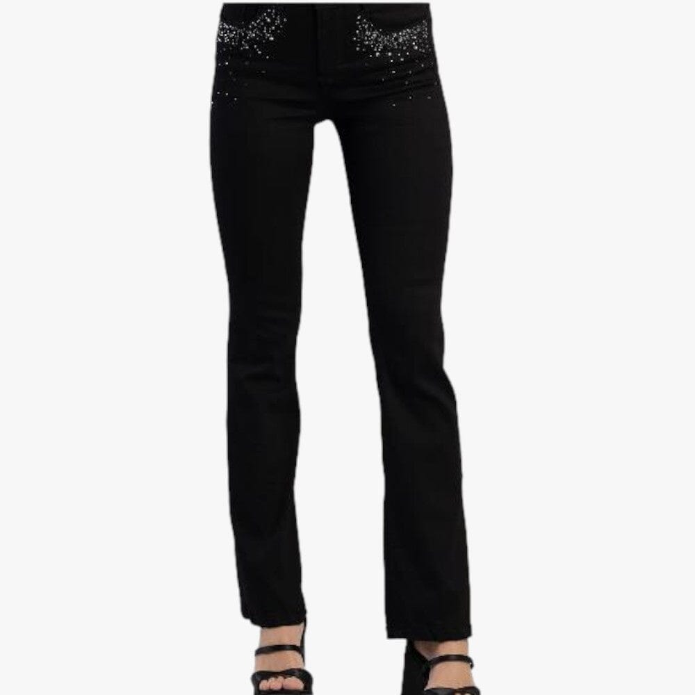 Sissy Boy Mid Waist Bootleg Jean Black With Bling | Sissy Boy