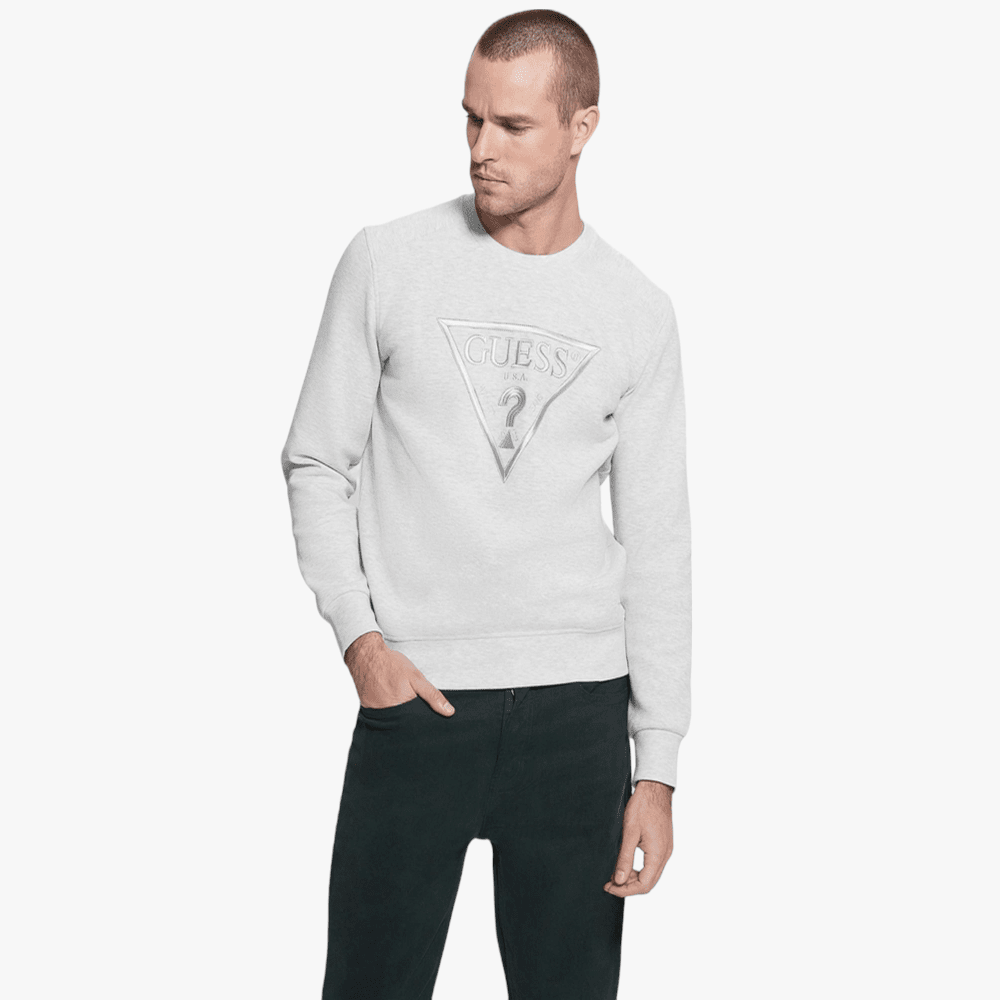 Guess Mens Vil Crew Neck Sweater Grey