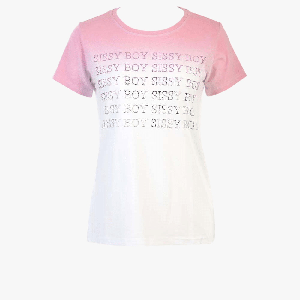 Sissy Boy Regular Fit Tie Dye Short Sleeve Tops Bling Logo Pink White | Sissy Boy