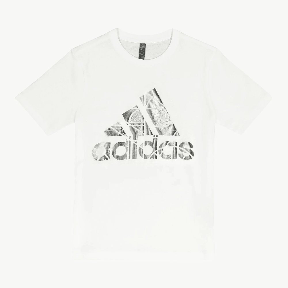 adidas Boys Foil Badge Of Sport Graphic Short Sleeve Tee White adidas