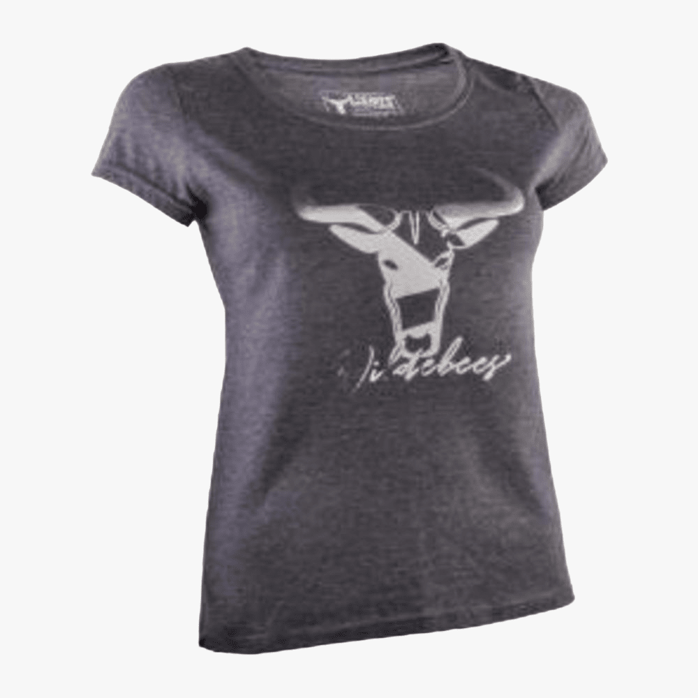 Wildebees Ladies Geo Foil Short Sleeve Tee Charcoal Mel | Wildebees