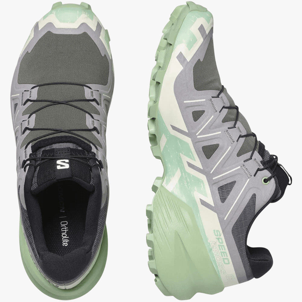 Salomon Womens Speedcross 6 Trail Sneaker Castlerock Vanilla Ice Smoke Green | Salomon