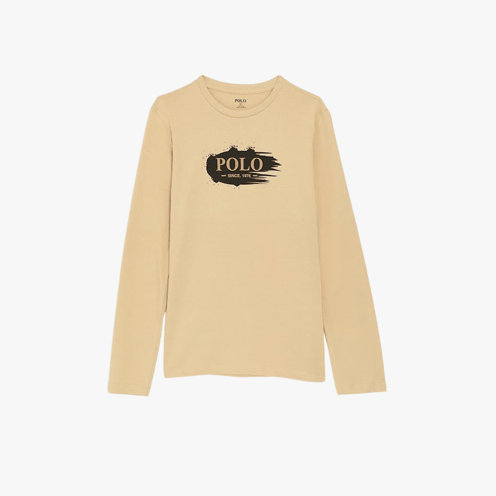 Polo Boys Kevin Printed Long Sleeve Tee Camel | Polo