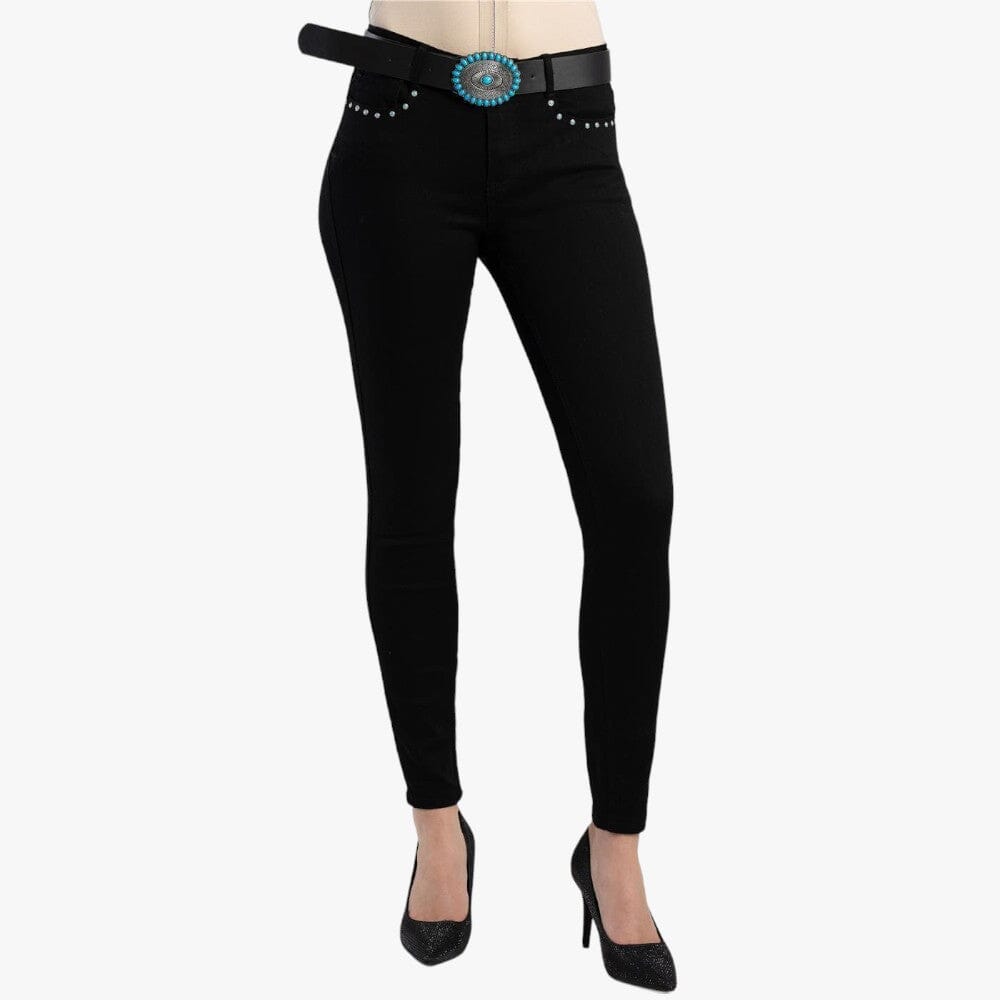 Sissy Boy Womens Axel Bootleg Jeans With Belt Black Sissy Boy