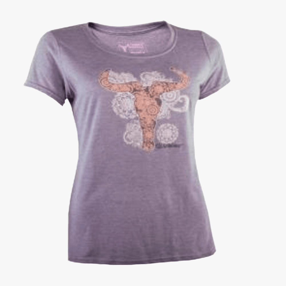 Wildebees Ladies Lace Skull Short Sleeve Tee Lilac Melange | Wildebees