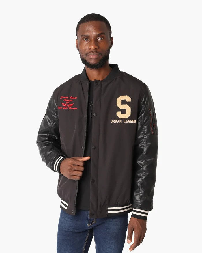 Soviet Mens Chandler Baseball Jacket Black