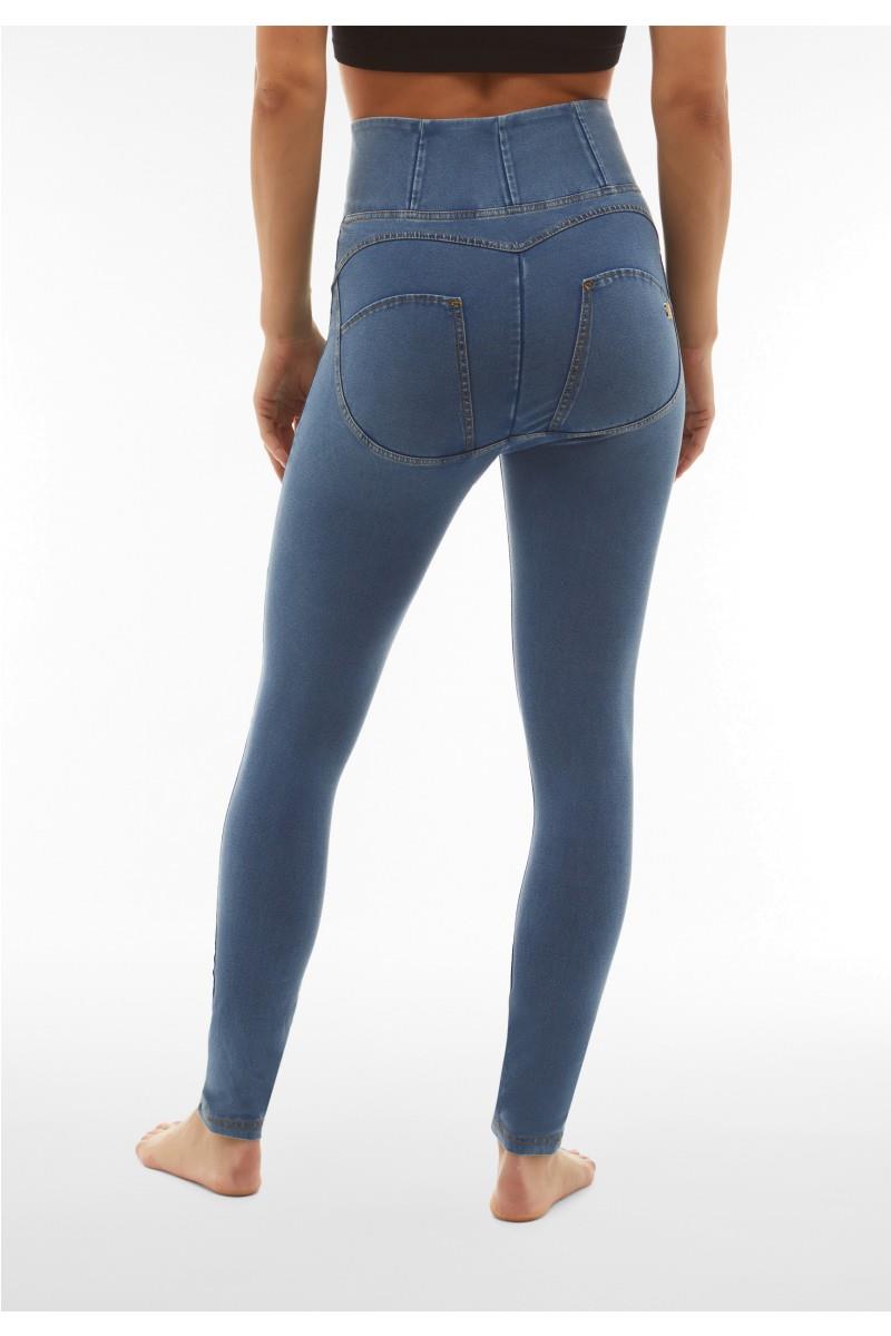 Freddy Womens Light Blue Yellow Stitch Curvy High Waist Long Length Jean