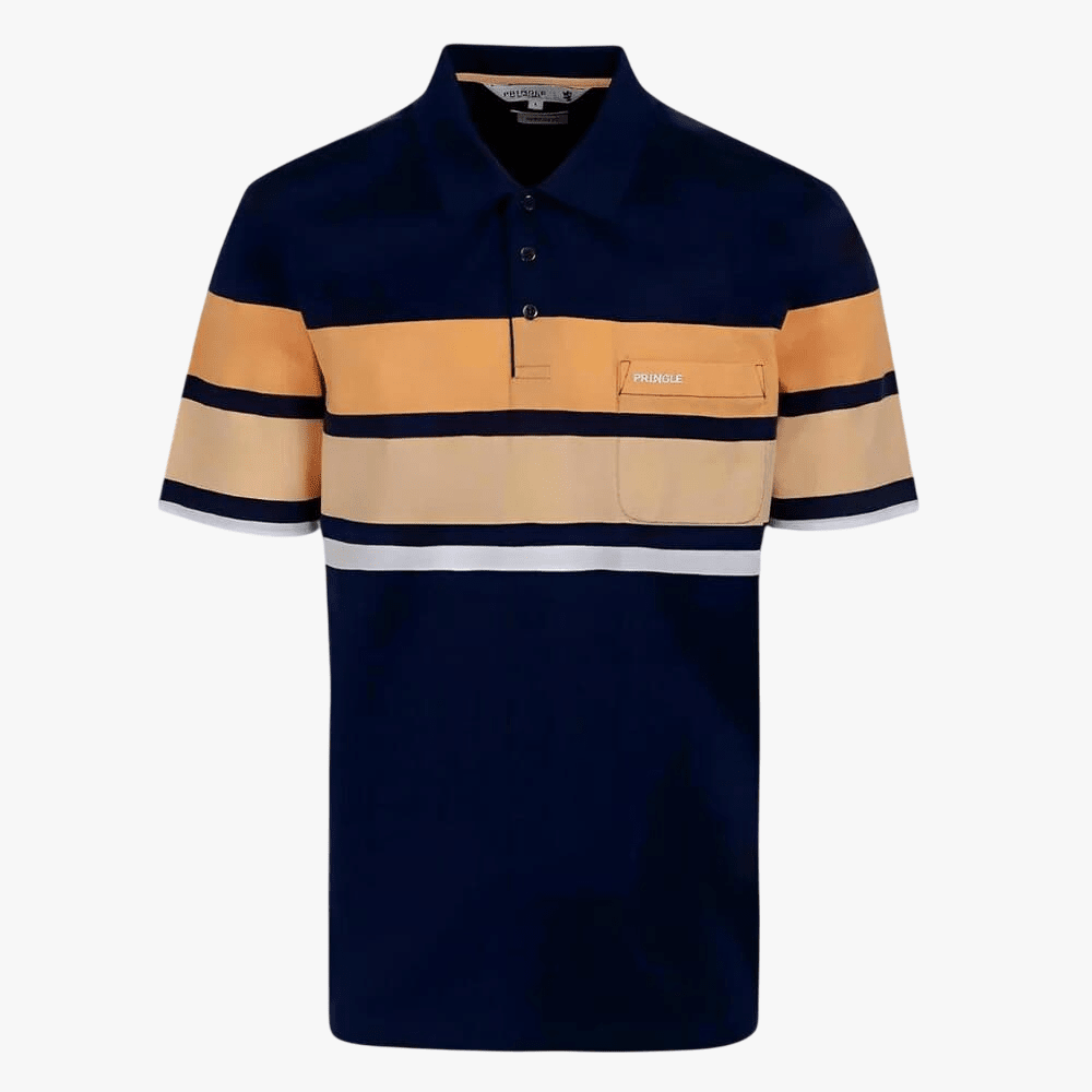 Pringle Mens Roland Mercerised Short Sleeve Golfer Navy | Pringle