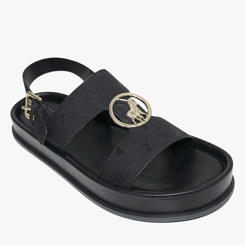 Polo Womens Jacquard Moulded Trim Sandal Black | Polo