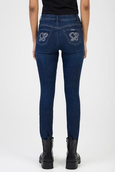 Sissy Boy Womens Roxy Mid Waist Skinny Jean Front Stitch Sb Bling Dark Vintage | Sissy Boy