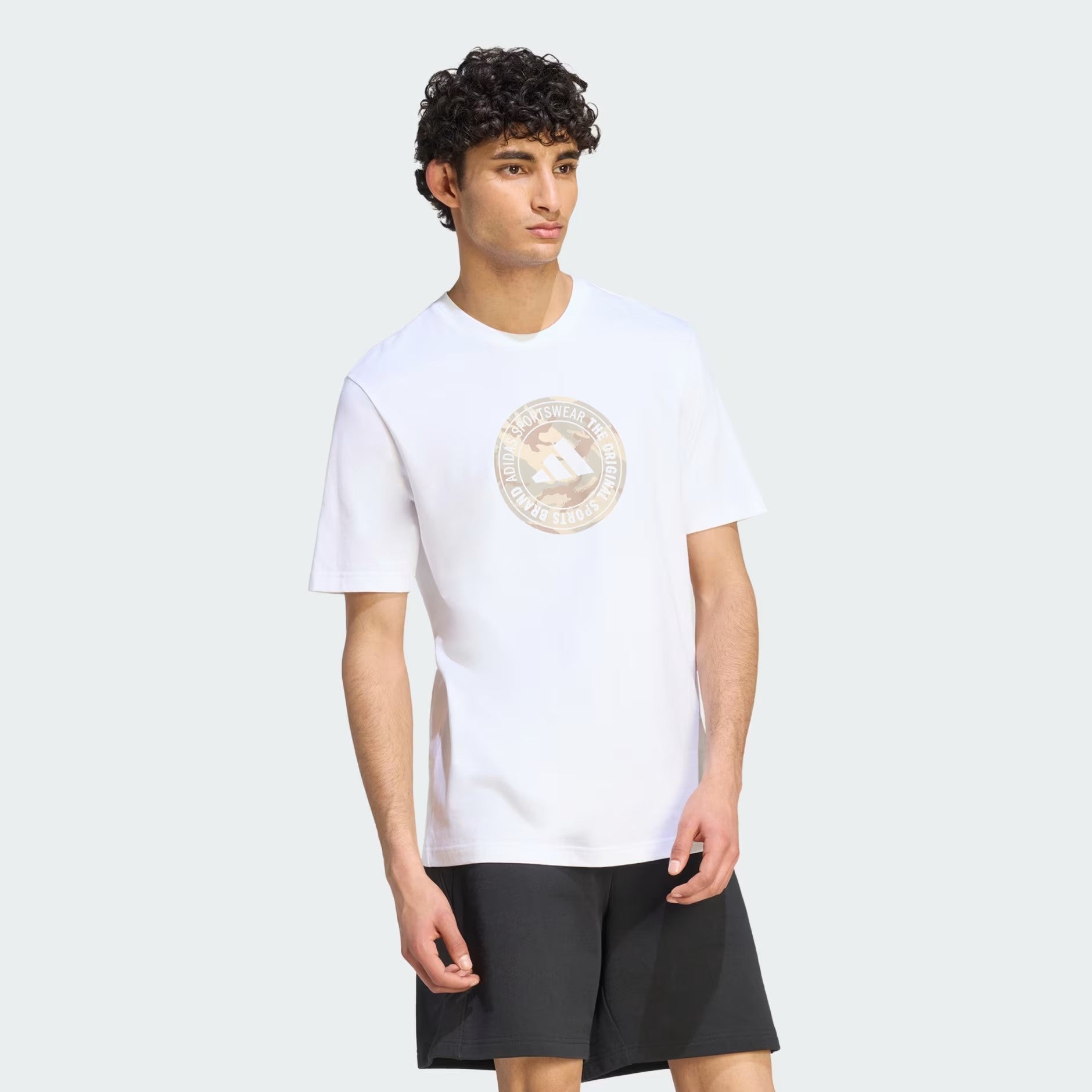 Adidas Mens Camo Cir Tee White