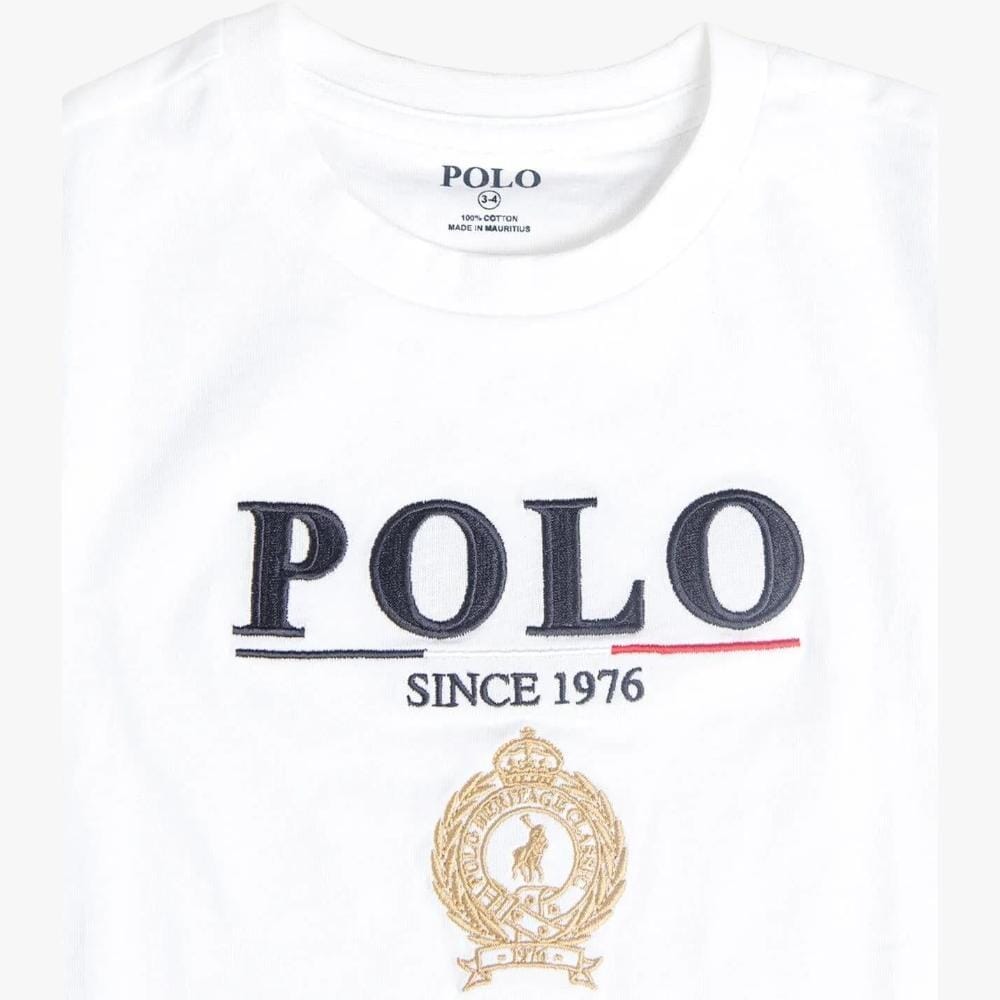 Polo Boys Crested Short Sleeve Tee White | Polo