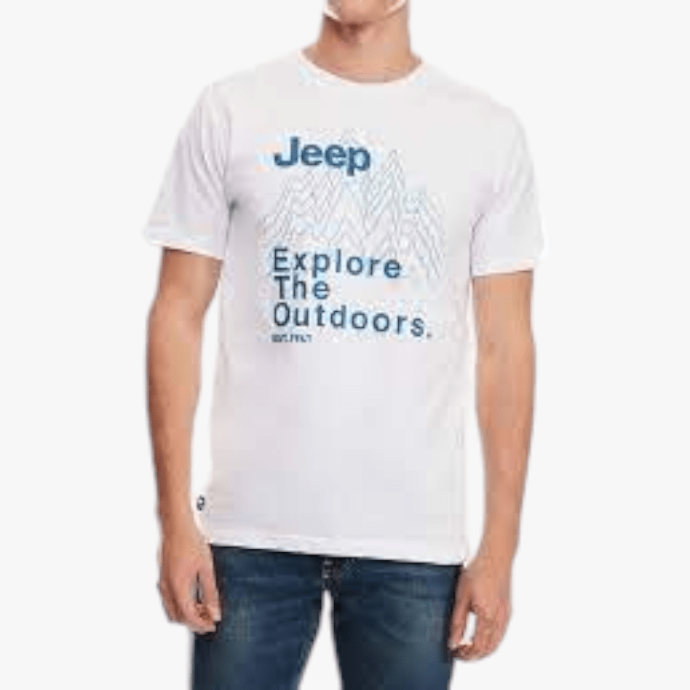 Jeep Mens Fashion Print Short Sleeve Tee White Jeep
