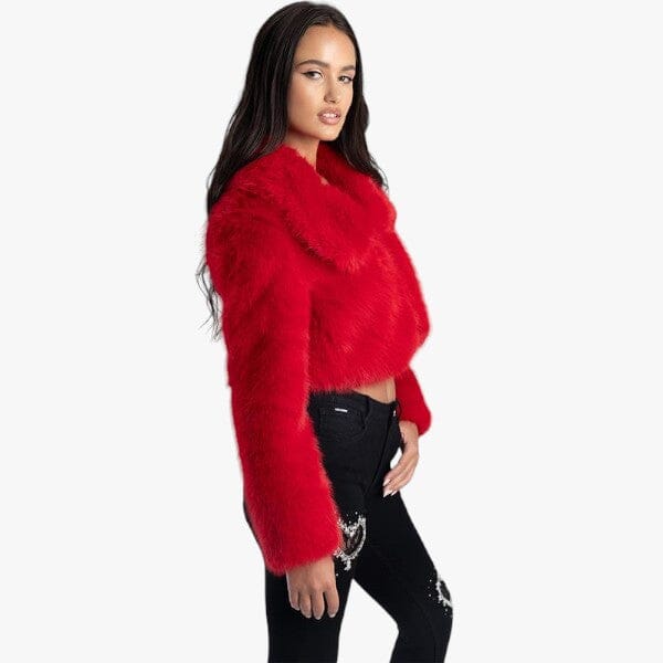 Sissy Boy Womens Full Faux Fur Bolero Jacket Red Sissy Boy