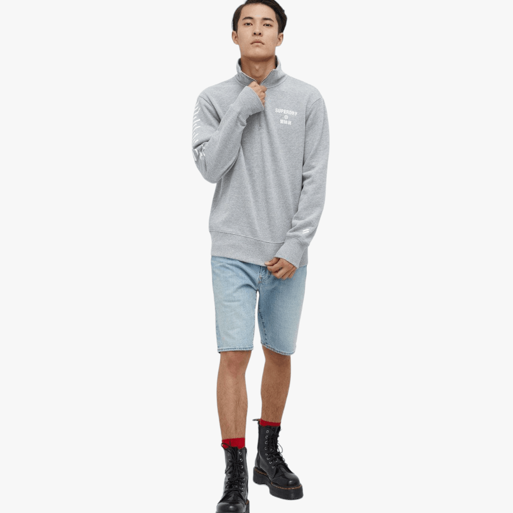 Superdry Mens Code Core 1/2 Zip Sweater Grey | Superdry