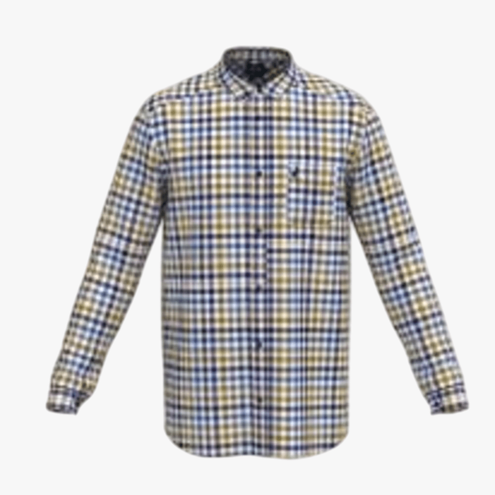 Polo Mens Easy Care Bold Check Long Sleeve Shirt Yellow | Polo