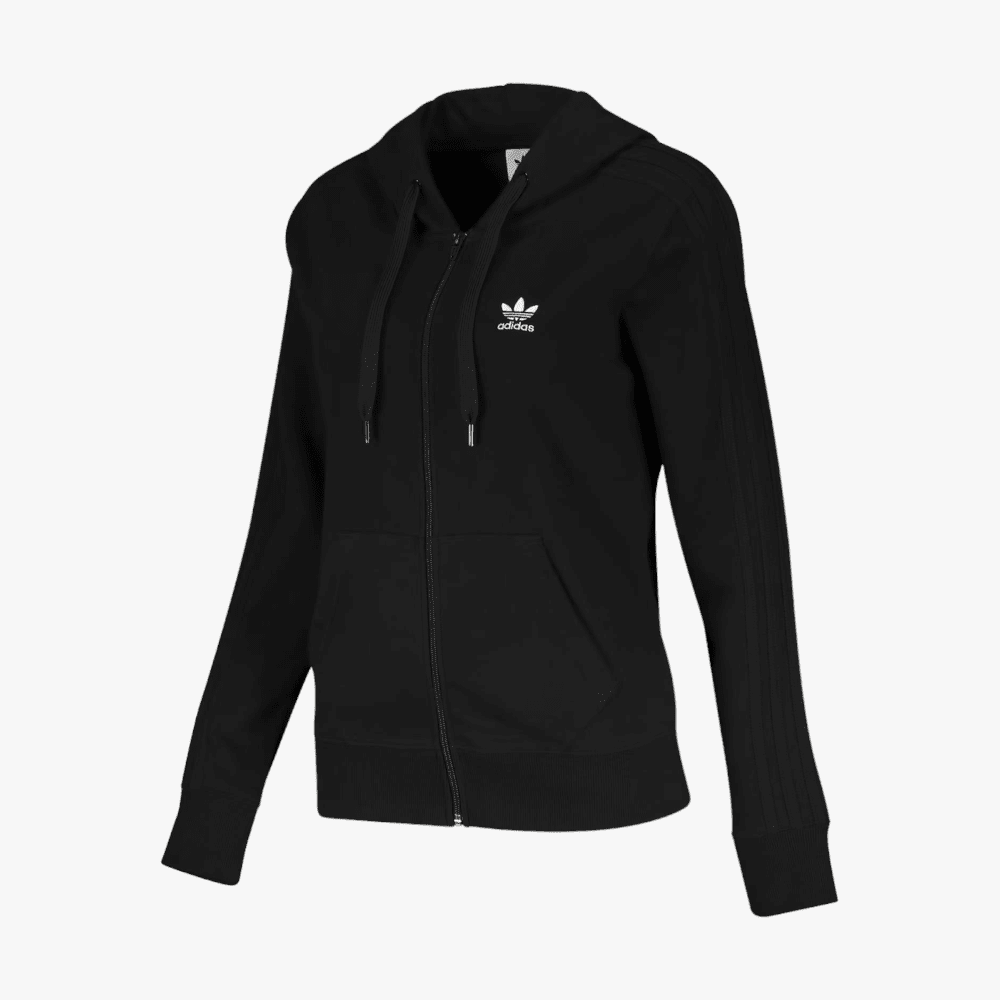 adidas Womens 3 Stripe Zip Up Hoody Black adidas