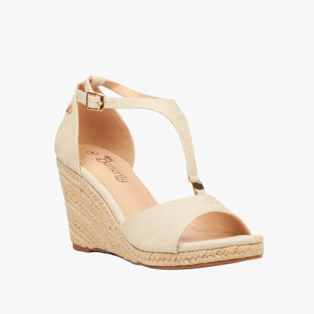 Butterfly Womens Drayco 11 Wedge Sandal Beige | Butterfly