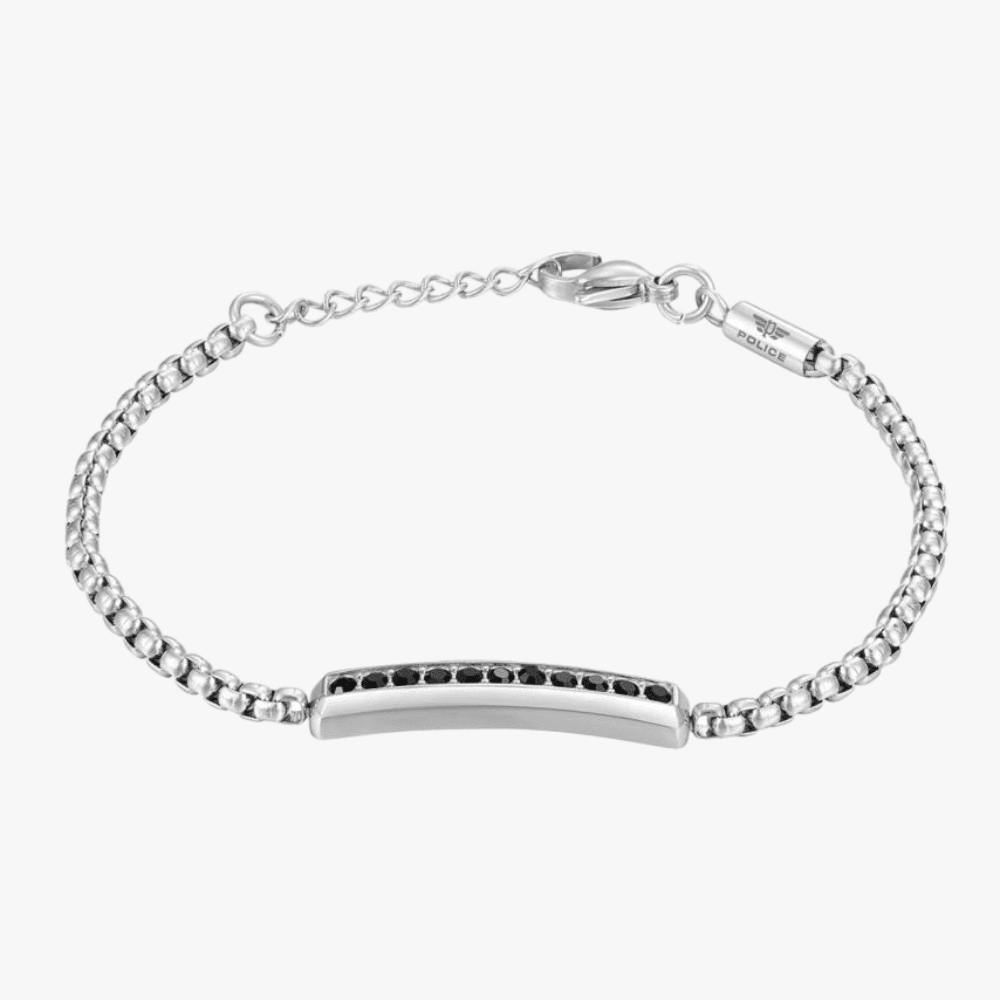 Police Jewellery Mix Jet Crystals Stainless Steel Chain Bracelet | Police