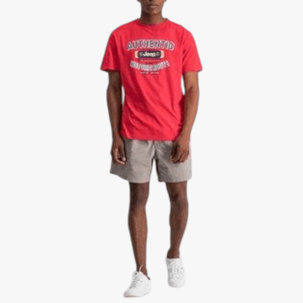 Jeep Mens Fashion Print Short Sleeve Tee Pop Red | Jeep