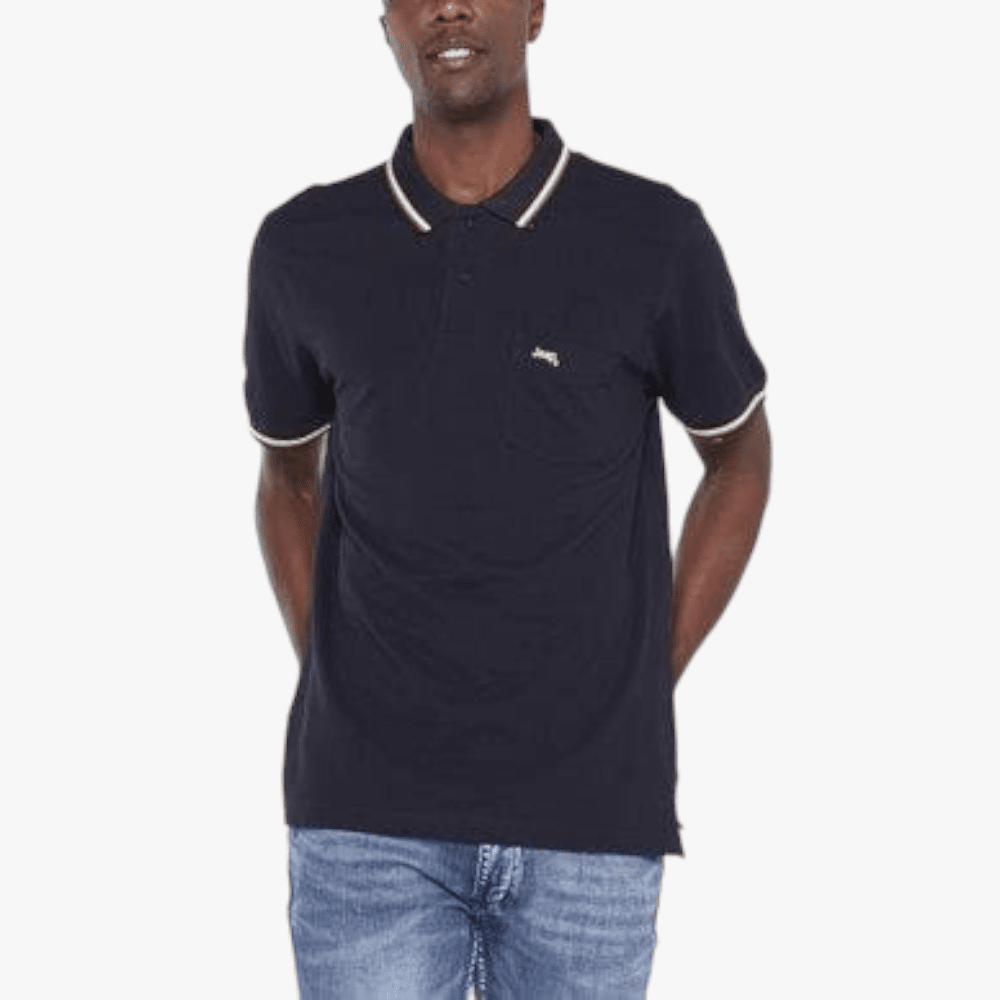 Jeep Mens Pique Plain Short Sleeve Golfer Dark Springs | Jeep