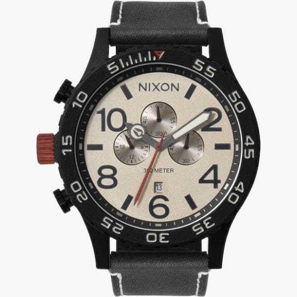 Nixon 51-30 Chrono Leather Black Pumice Charcoal | Nixon