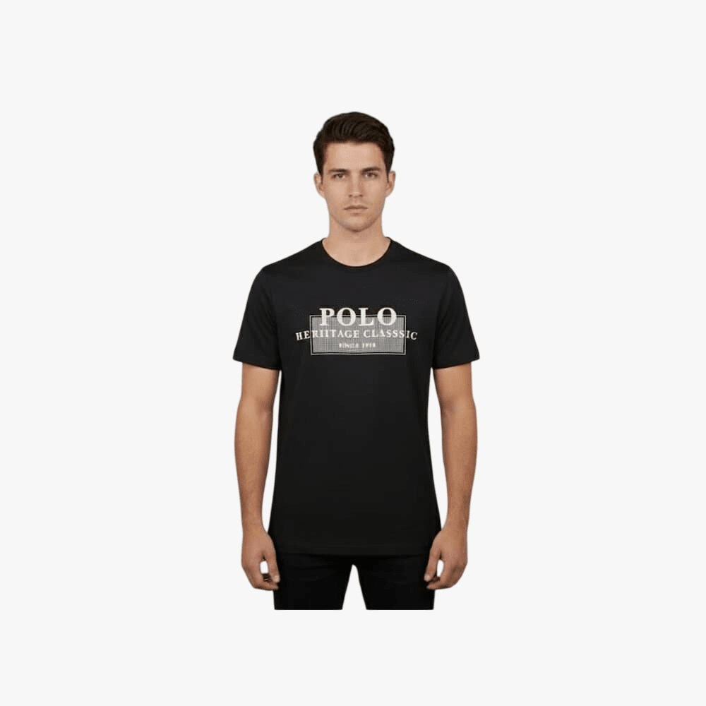 Polo Mens Printed Graphic Short Sleeve Tee Black | Polo