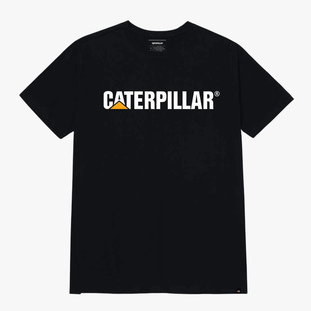 Caterpillar Mens Short Sleeve Logo Tee Pitch Black Trademark | Caterpillar