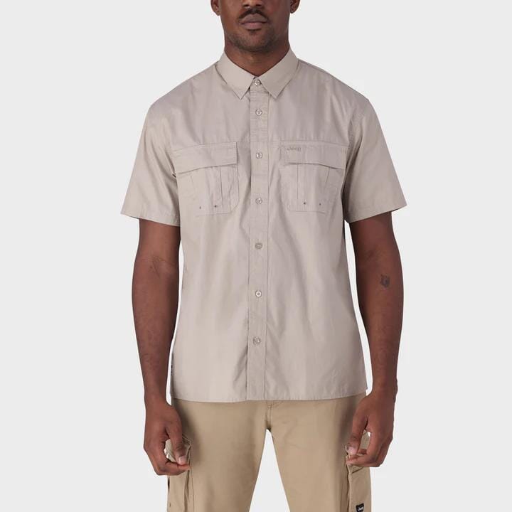 Jeep Mens Willys Short Sleeve Safari Shirt With Back Vent Khaki | Jeep