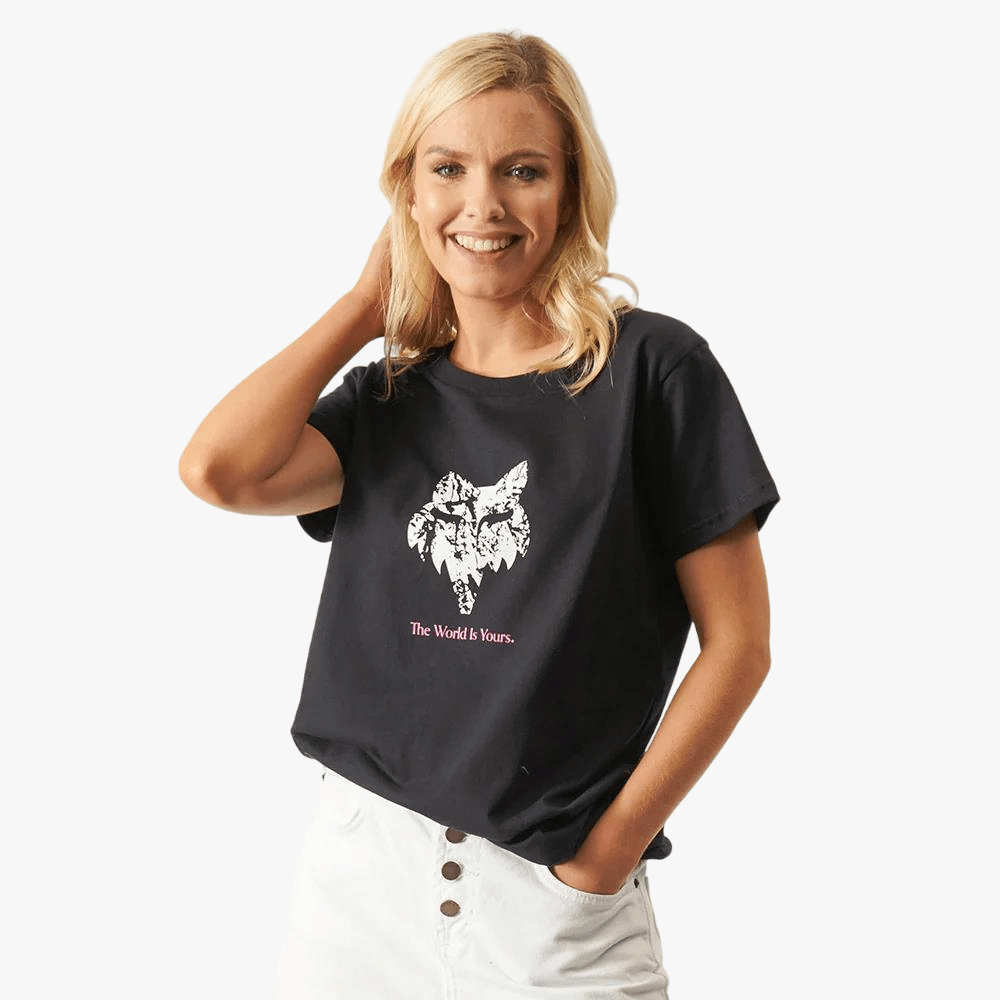 Fox Womens World Is Yours Short Sleeve Tee Black | Fox
