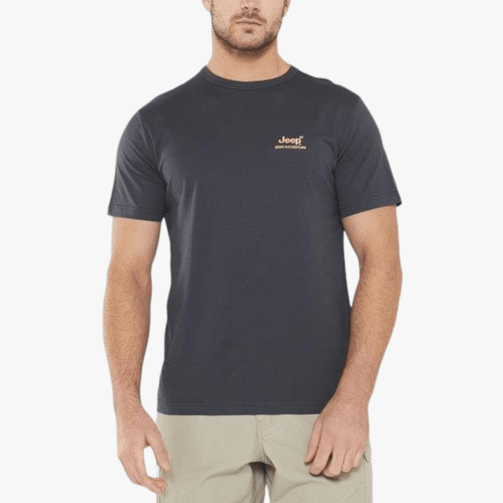 Jeep Mens Essential Organic Logo Short Sleeve Tee Navy | Jeep
