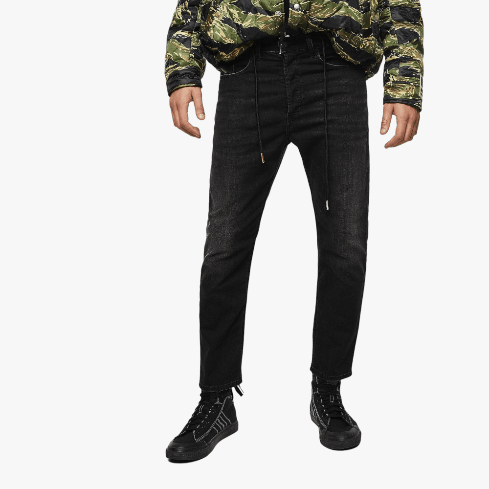 Diesel Mens Eetar Tapered Leg Jean Black Diesel