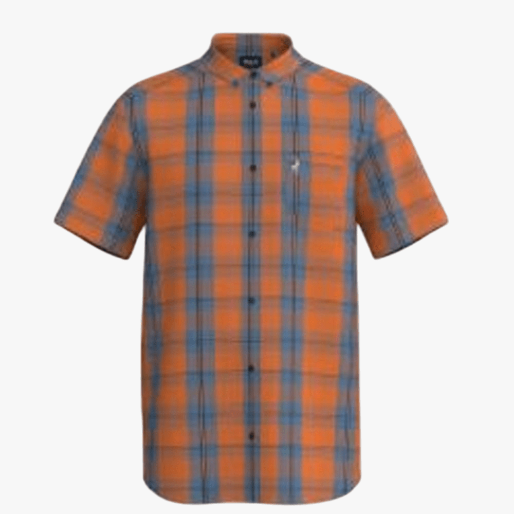 Polo Mens Bold Check Short Sleeve Shirt Orange | Polo