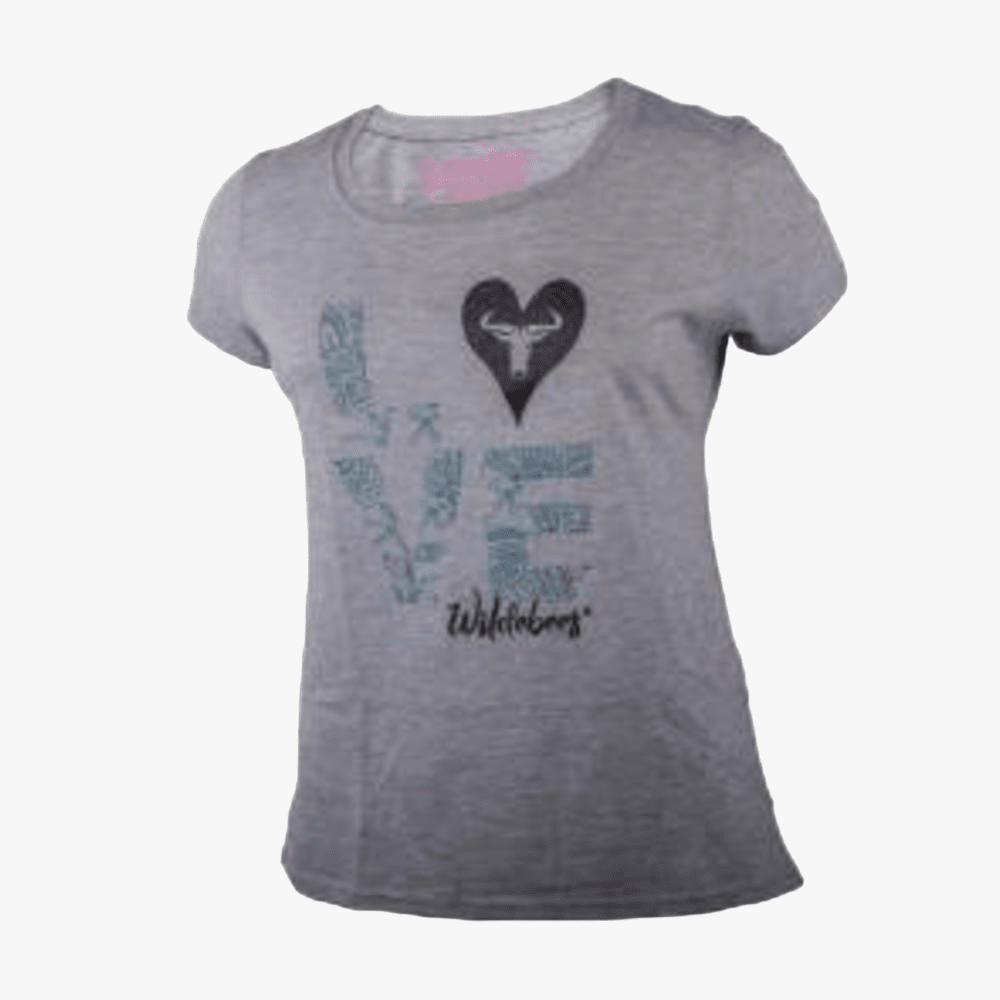 Wildebees Womens Love Short Sleeve Tee Grey Mel | Wildebees