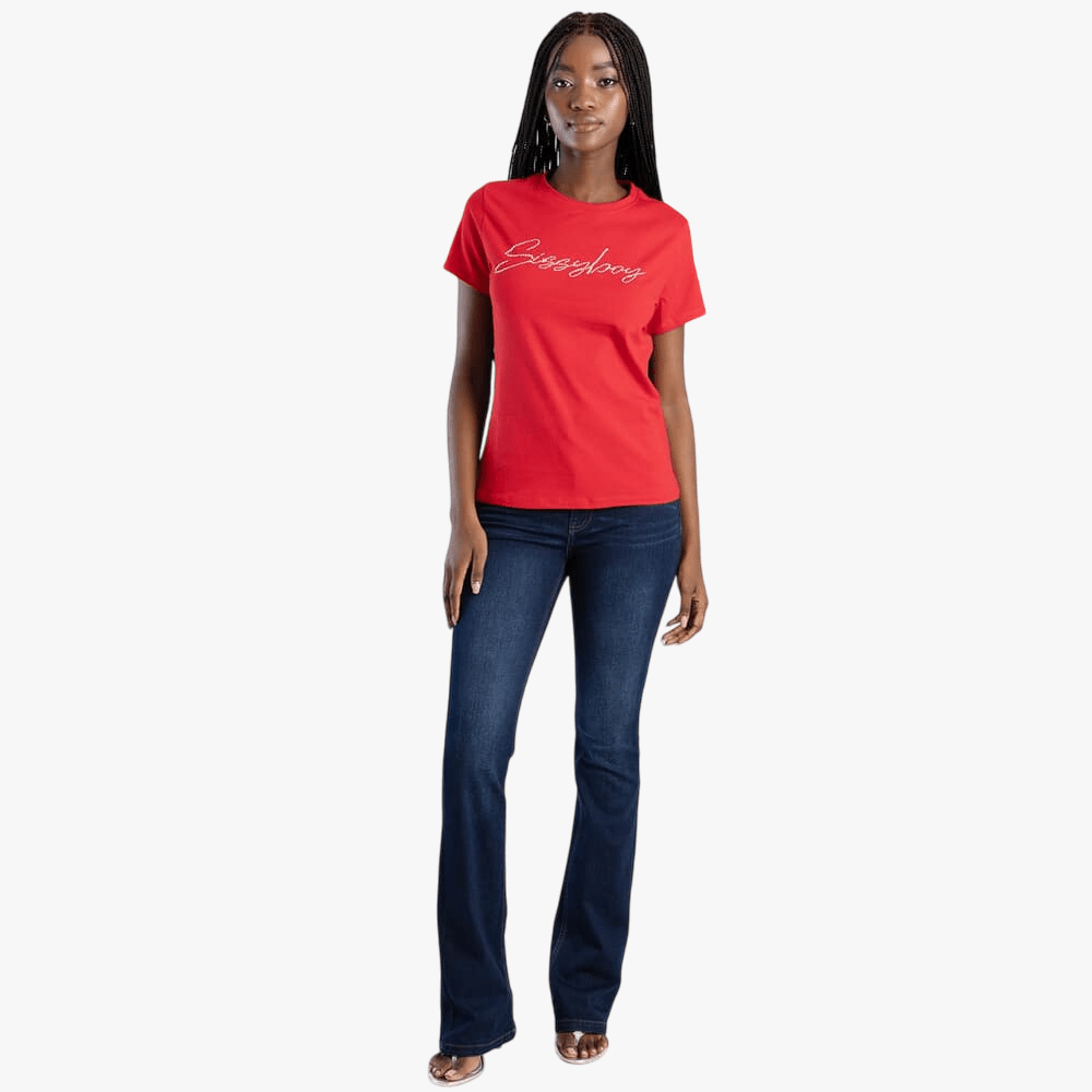 Sissy Boy Regular Tee Pearl Bling Transfer Red | Sissy Boy