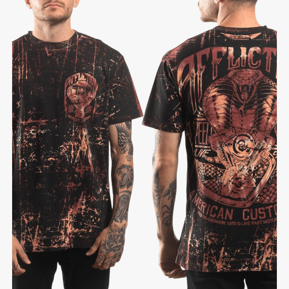 Affliction Mens Custom Speed Short Sleeve Tee Swirl Tie Dye Affliction