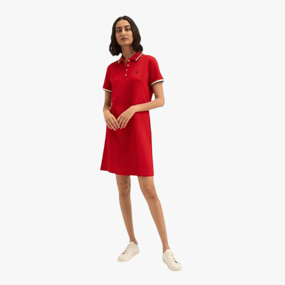 Polo Womens Essential Stretch Short Sleeve Golfer Dress Red | Polo