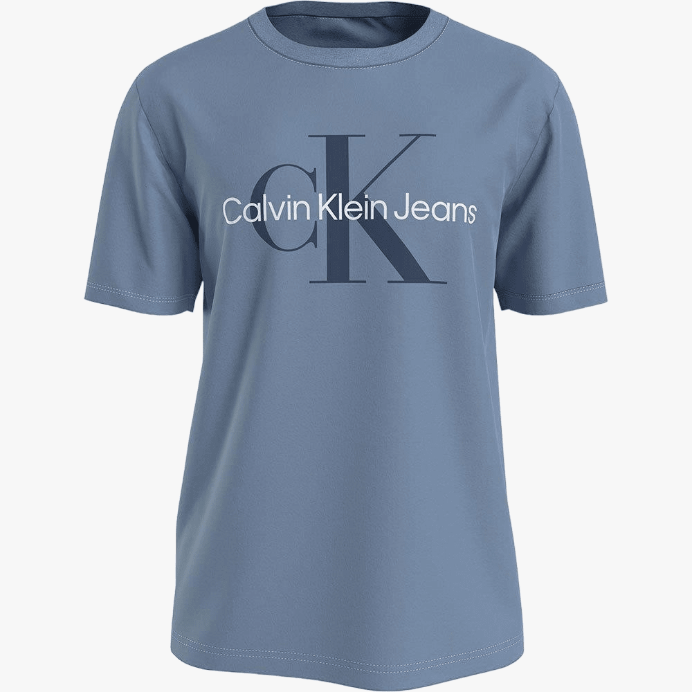 Calvin Klein Mens Monogram Short Sleeve Tee Blue Calvin Klein