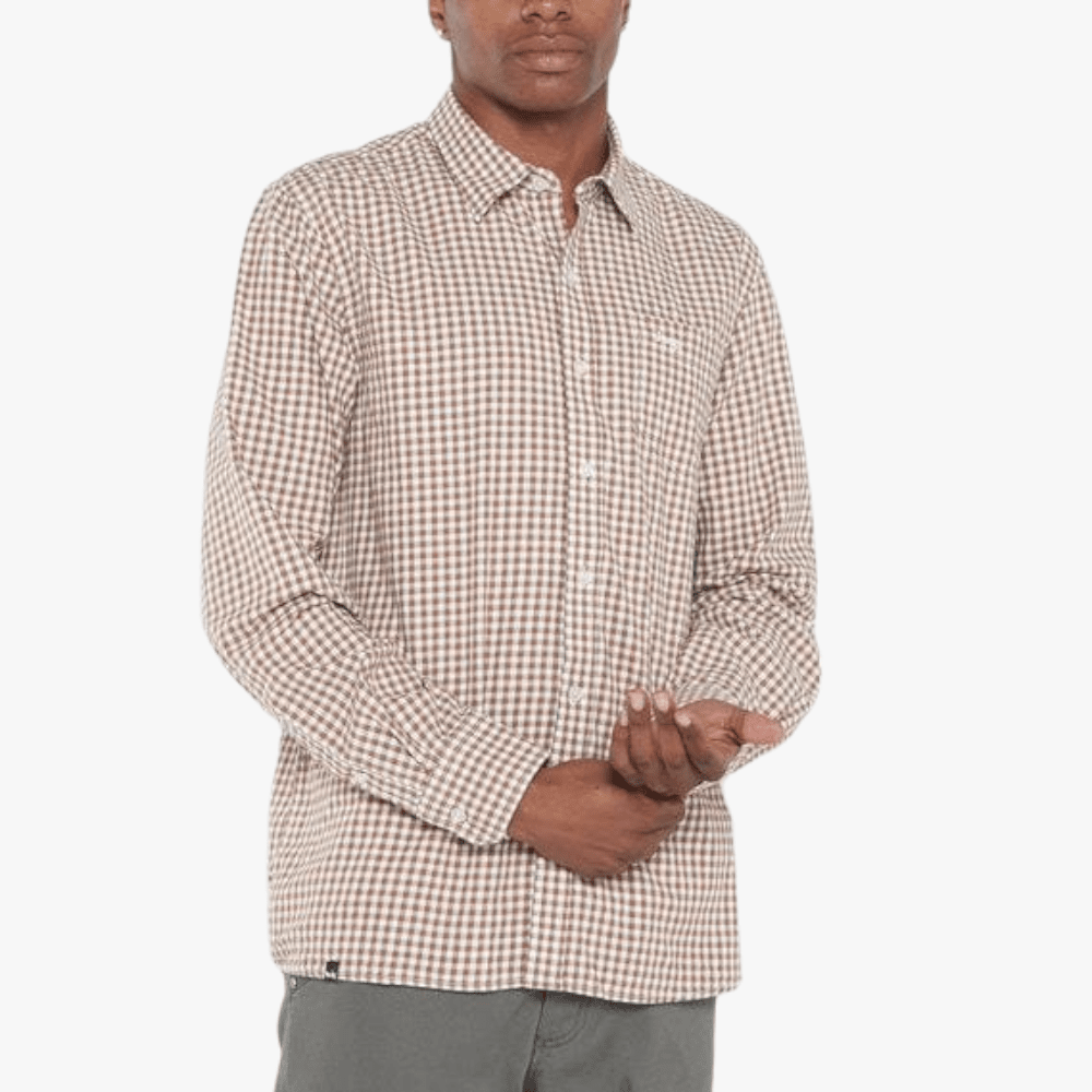 Jeep Mens Yd Check Long Sleeve Shirt Dark Camel | Jeep